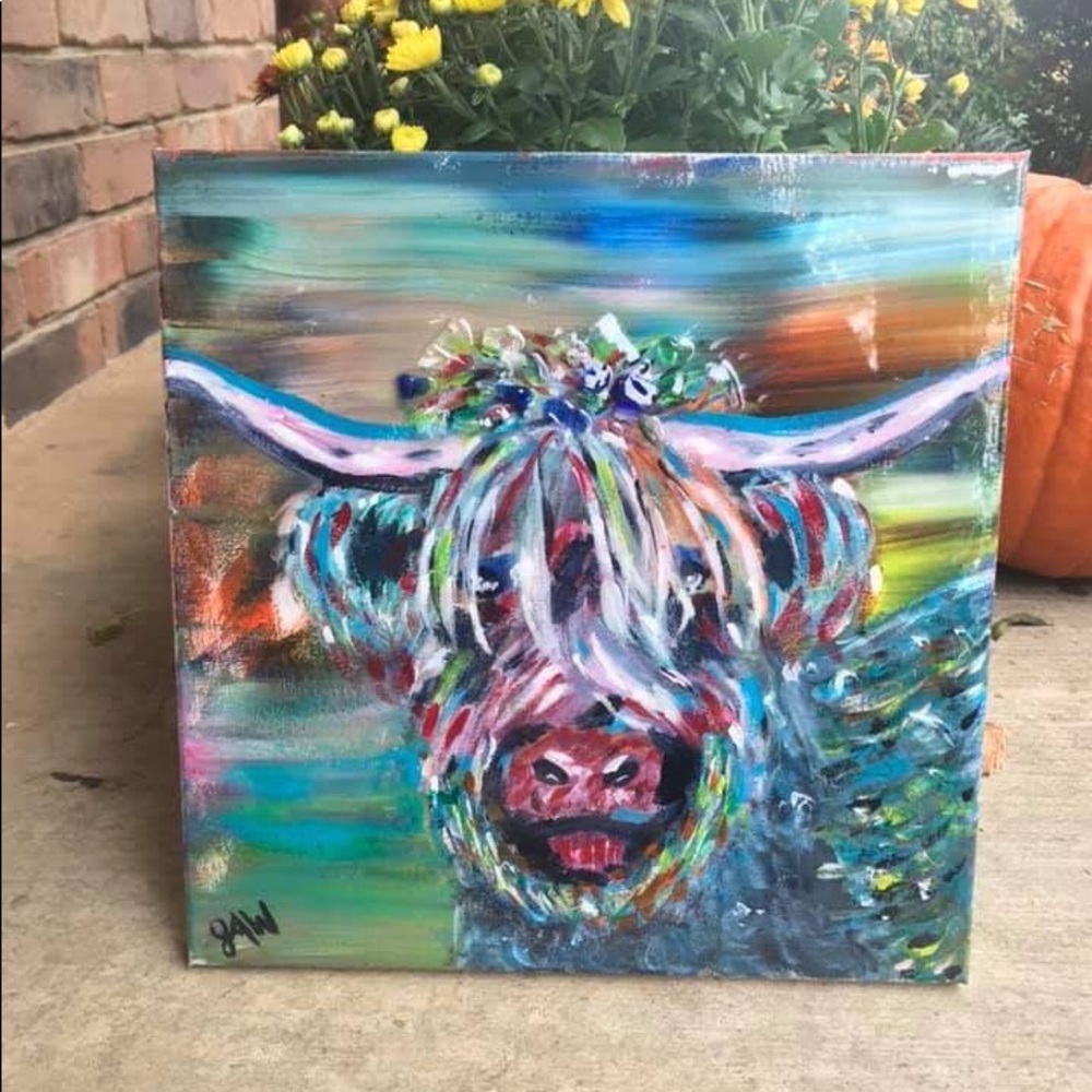 Hand painted by me “Colorful Cow”